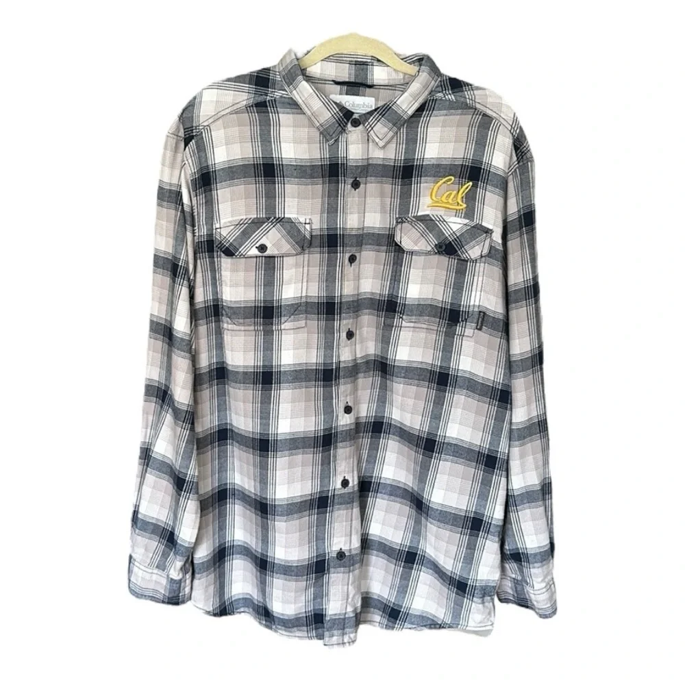 COLUMBIA‎ CAL Bears Collegiate Plaid Flannel Shirt Long Sleeve Cotton Casual XL